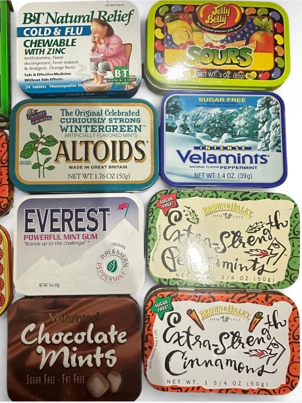 Assorted Mint & Candy Tin Collection - Colorful Retro Mix